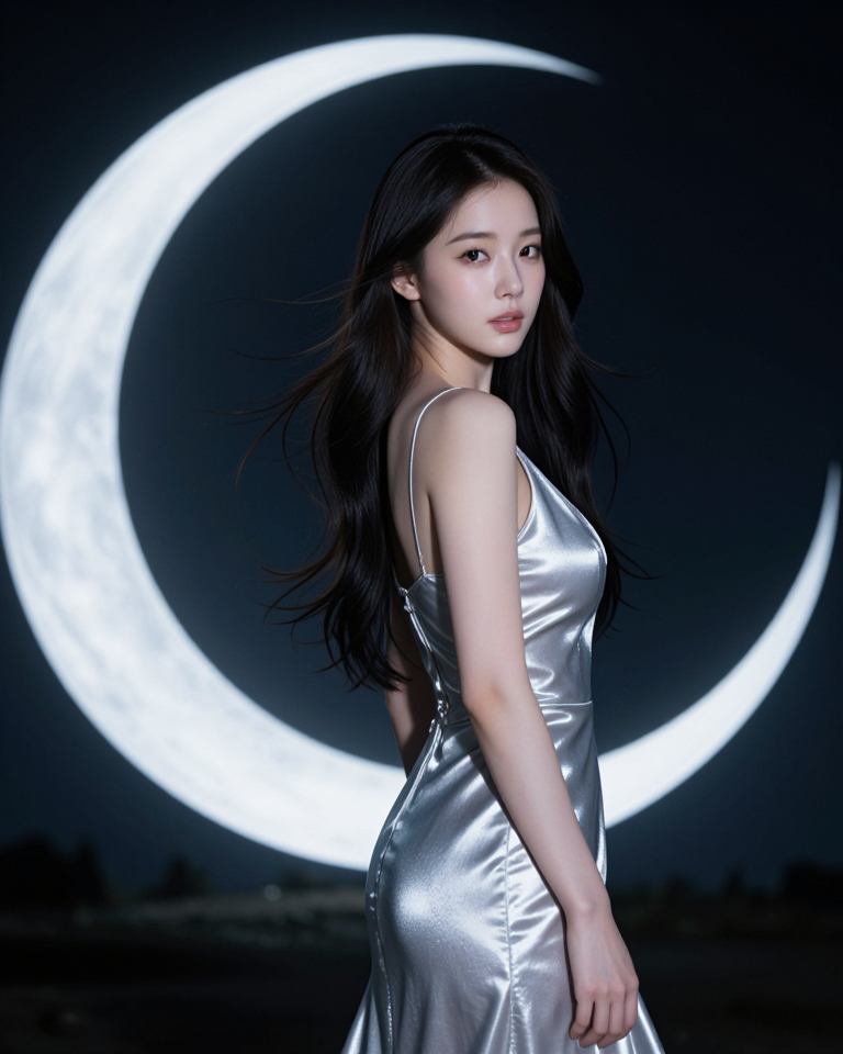 달빛 아래의 은빛 드레스
